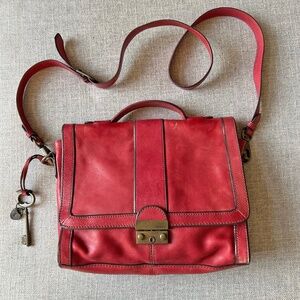 Fossil Red Messenger Crossbody Bag / Purse